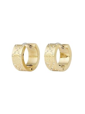 Tory Burch Small T Monogram Pavé Hoop Earrings