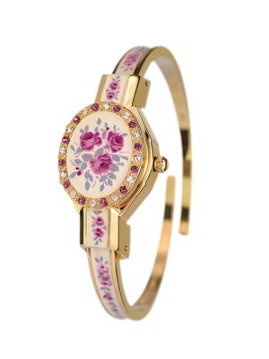 Andre Mouche Rose Crystal Gold Plated Watch