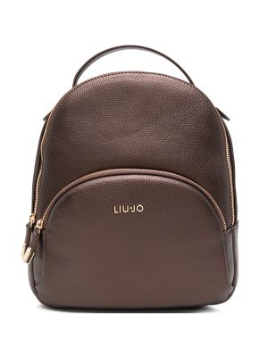 LIU JO Grained-Texture Logo-Plaque Backpack