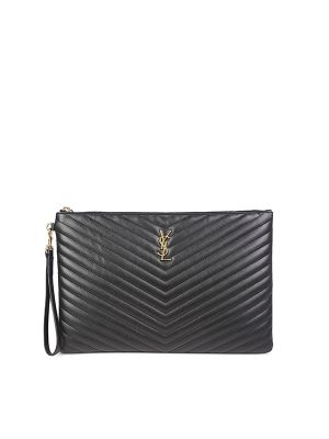 Saint Laurent Quilted Monogram Clutch Bag