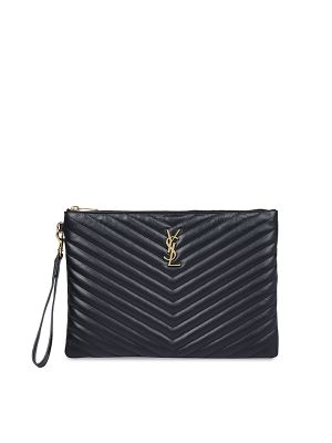 Saint Laurent Quilted Monogram Clutch Bag