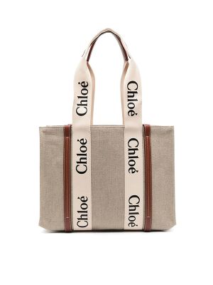 Chloe Woody Linen Tote Bag