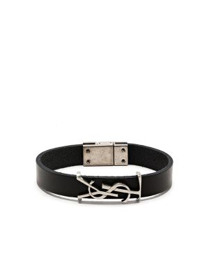 Saint Laurent leather logo-plaque bracelet