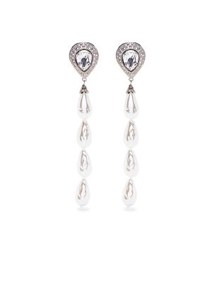 Crystal Embellished Pearl Drop Earrings