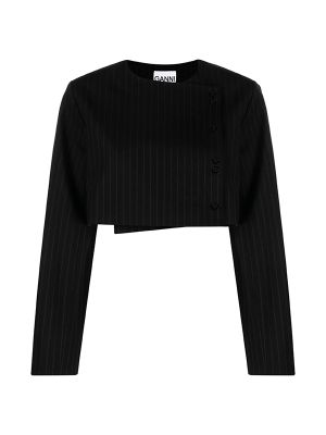Ganni Pinstripe-Print Cropped Jacket