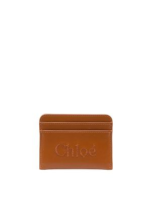 Chloe Embroidered-Logo Leather Cardholder