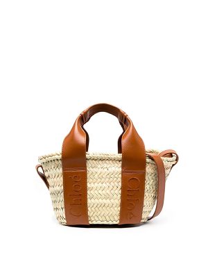 Chloe Logo-Detail Raffia Tote Bag