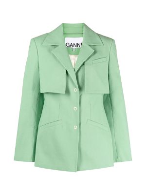 Ganni Single-Breasted Spread Collar Blazer