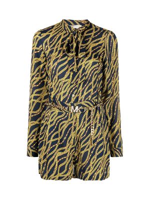 Michael Michael Kors Chain-Link Print Long-Sleeve Jumpsuit