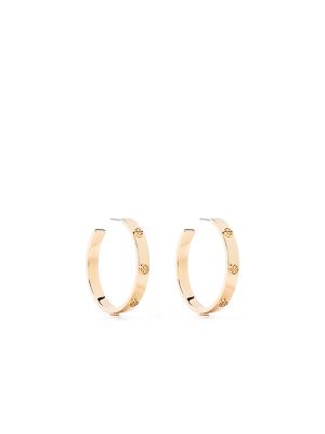 Tory Burch embossed-logo hoop earrings