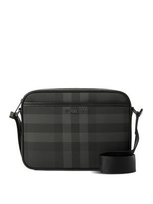 Burberry Logo-Lettering Check-Pattern Messenger Bag