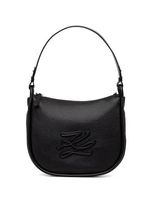 Karl Lagerfeld Logo-Patch Pebbled Shoulder Bag