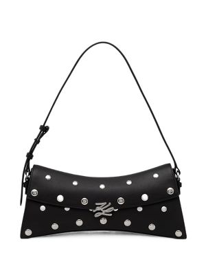 Karl Lagerfeld Stud-Embellished Logo-Plaque Shoulder Bag