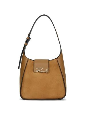 Karl Lagerfeld K/Signature Suede Shoulder Bag