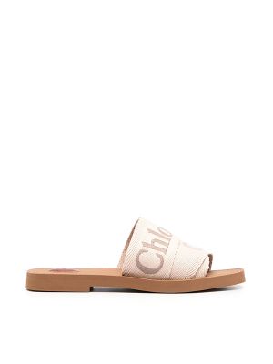 Chloe Logo-Embroidered Slip-On Sandals