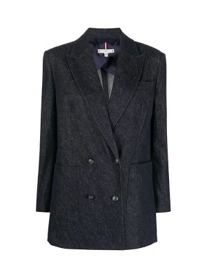 Tommy Hilfiger Long-Sleeved Denim Double-Breasted Blazer