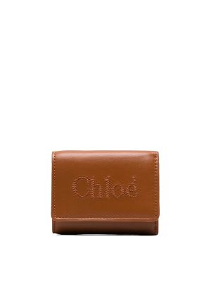 Chloe Sense Logo-Embroidered Leather Wallet