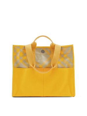 Burberry Plaid-Check Cotton Tote Bag