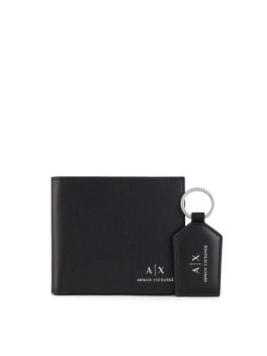 Armani Exchange Logo-Stamp Wallet & Keyring Set