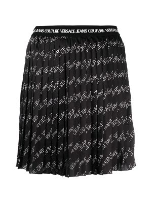 Versace Jeans Couture Fully-Pleated Logo-Print Miniskirt