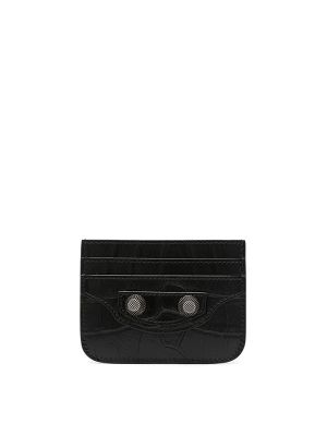 Balenciaga Le Cagolo Embossed Crocodile-Effect Cardholder