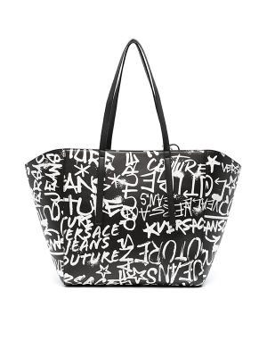 Versace Jeans Couture Graffiti-Print Faux-Leather Tote Bag
