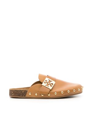 Tory Burch Mellow Logo-Plaque Leather Mules
