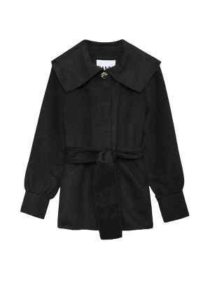Ganni Belted-Waist Wool-Blend Jacket