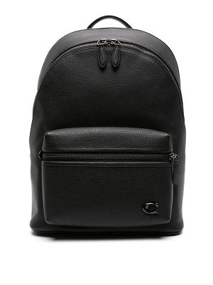 Coach Logo-Plaque Leather Backpack