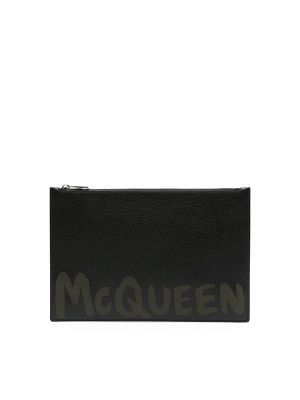 Alexander Mcqueen Logo-Print Leather Clutch Bag