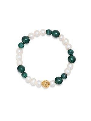 Nialaya Engraved-Detail Pearl Bracelet