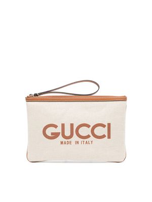 Gucci Logo-Print Canvas Clutch Bag