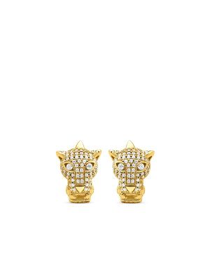 Nialaya Sterling Silver Panther Huggie Earrings