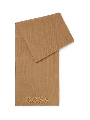 Boss Logo-Embroidered Virgin-Wool Scarf