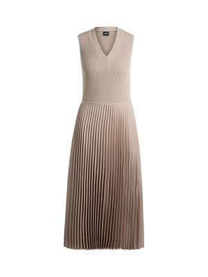 Boss Plissé-Skirt Flared Midi Dress