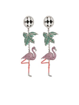 Balmain Flamingo Crystal Drop Earrings