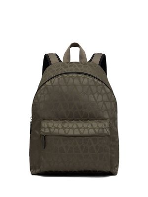  Valentino Garavani Toile Iconographe Leather-Trim Backpack