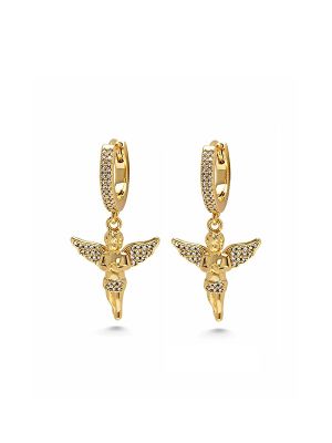 Nialaya Stainless Steel Angel Huggie Earrings