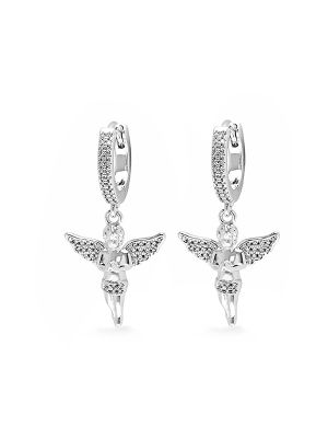 Nialaya Stainless Steel Angel Huggie Earrings