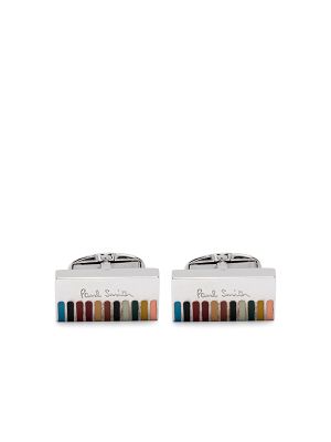 Paul Smith Logo-Engraved Striped Cufflinks