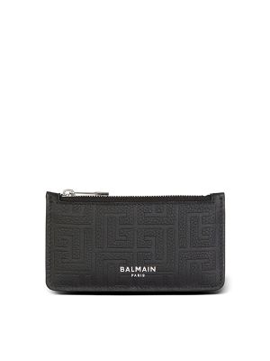 Balmain Monogram-Embossed Leather Cardholder