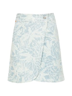 Boss Floral-Jacquard Denim Wrap Skirt