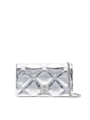 Tory Burch Kira Metallic Diamond-Quilted Wallet-On-Chain