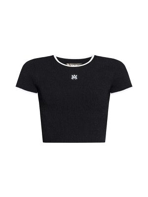 Amiri Ribbed Embroidered Logo Crop Top