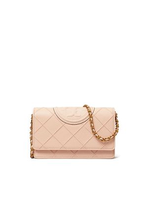 Tory Burch Fleming Soft Chain Grained-Leather Wallet