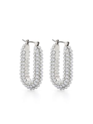 Allsaints Faux Pearl Embellished Hoop Earrings