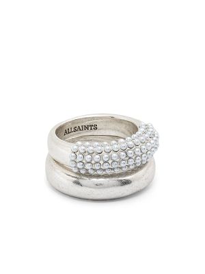 Allsaints Bead-Embellished Ring (Set Of Two)