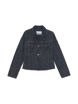 Ganni Fluffy Denim Fitted Blazer
