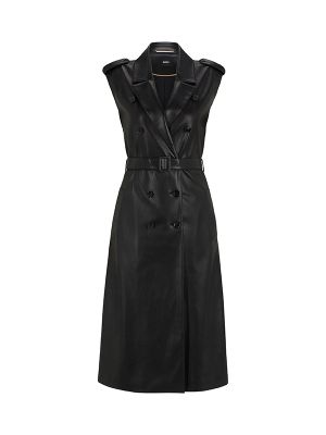 Boss Faux-Leather Double-Breasted Midi Dress