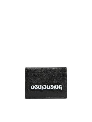 Balenciaga Upside-Down Logo Leather Cardholder